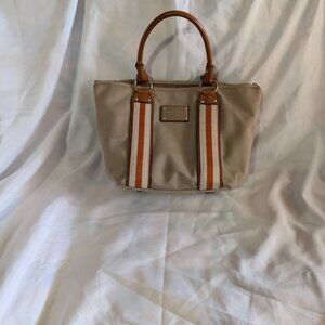 Authenticated Michael Kors Canvas Varsity Stripped Tote Bag Excellent Condition